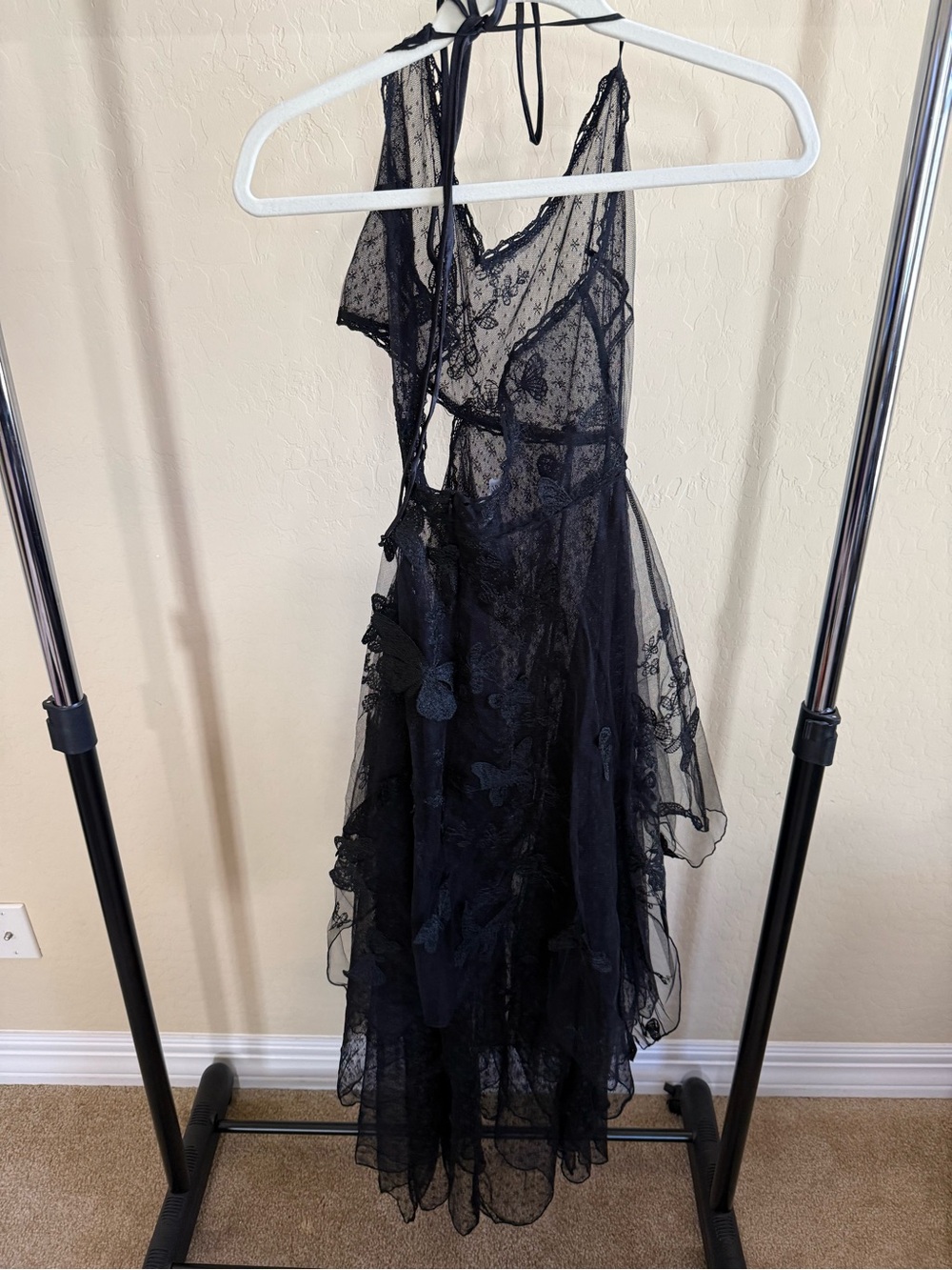 Dolls Kill Black Asymmetrical Lace Ruffle Dress